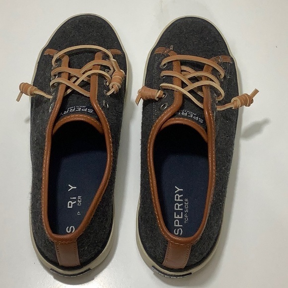 Sperry top sider leather trim wool blend slip on sneakers women size 6.5 M EUC - Picture 4 of 14